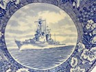 Woods Burslem Old English Staffordshire Plate - Uss Mitscher Bath  Maine