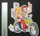 Falstaff Beer Fearless   Fanny Cruising On Motorcycle Sticker Old Store Stock