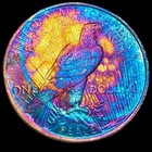 Peace Silver Dollar Uncirculated 1923 Monster Rainbow Toning Bu Coin  1