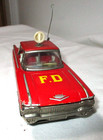 Vintage 1962 Japanese Tin Friction Cadillac Fire Chief Car