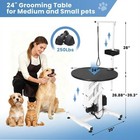 24 In Dog Grooming Table Electric Hydraulic Lift  Rotating Desktop Overhead Arm