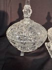 Vintage Cut Crystal Creamer  Sugar Bowl  And Covered Dish With Matching Tray