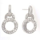 Sterling Silver Semi Mount Earrings Setting Round Rd 6x6mm Halo Topaz Drop