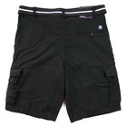 Phat Farm Mens Belted Cargo Shorts 30 Classic Fit Flat Front Zip Fly Pant Black