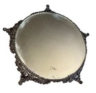 Ornate Antique Silver Plate Beveled Mirrored Footed 10    Plateau Dresser Stand