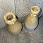 2 Antique Two Tone Clay Stoneware Ginger Ale Beer Bottles Pottery Glazed 8 5 
