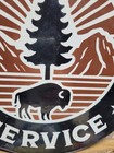 Vintage National Park Service Porcelain Sign Old Forest Camp Fire Ranger Buffalo