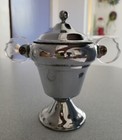 Vintage Chrome Mcm Creamer   Sugar Bowl Set   Translucent Lucite Handles 