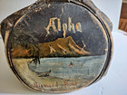 Vintage Hawaii Folk Art Painting Diamond Head Surfing Surfboard Outrigger Canoe