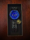Adee Kaye Men   s Black Blue Chronograph Quartz Watch New W  Tag Stainless Steel