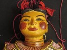 Antique Burmese Hand Carved Wooden Marionette String Puppet With Handle 