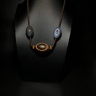 Tibetan Cinnabar Old Agate Dzi  sky Eye  Bead Necklace J0630
