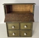 Antique Vintage Wood Apothecary Sewing Spice Jewelry Cabinet 7 Drawer Green 15 