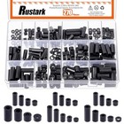 270pcs 18 Sizes M3 M4 M5 M6 Nylon Round Spacer Standoff Assortment Kit Black 