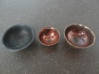 Antique Mongolian Tibetan  Buddhist Brass copper Various Offering Bowls 3 Pc