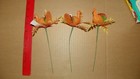 Lot Of 3 Vintage Thanksgiving Turkey Blow Mold Floral Picks Cake Topper