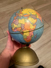Vintage 1960s Cram   s 7  Terrestrial Globe W  Coin Bank Base World Savings   Loan