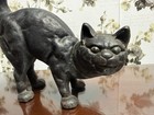 Vintage Cast Iron Black Cat Doorstop Arched Back Scared Halloween Hubley Style