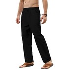 Men s Cotton Linen Loose Drawstring Jogger Pants Breathable Trousers