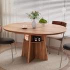 43 3 -59  Extendable Dining Room Table Fo 4-8 round Expandable With Fluted Base