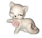 Vintage Adorable White Porcelain Cat Kitten Figurine Fun