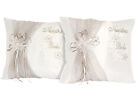 Set Of 2 White Satin Nuestra Boda Wedding Kneeling Pillows - Cojines Para Boda