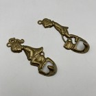 Vintage Pair Brass Wall Hooks Little Boy   Girl Peeing In Chamber Pot Italy