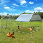 Large Metal Chicken Coop Walk-in Run Poultry Hen Pen Rabbit Duck Cage W  Cover