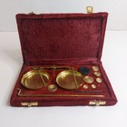 Vintage Brass Goldsmith Jewelry Balance Scale W  Weights Velvet Case