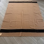 Vntg Early s Witney Point Blanket Tan Black Stripe 100  Wool 67 X 85 England Mcm