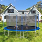 14 Ft  Blue Trampoline With Enclosures And Ladder
