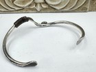 Old Pawn Navajo Sterling Silver Turquoise Bracelet Wave Cuff 6 5    Signed Ms