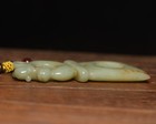 Old Peking Hotan Jade Artisan Carved Rustic Dragon Pendant Ornament Carving