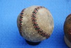 3 Vintage Antique 1920-40s Leather Cork Balls Baseballs Red And or Blue Stitches
