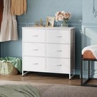  Dresser For Bedroom  6 Drawer Double Dresser  Fabric Closet Dresser With White