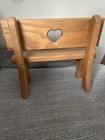 Vintage Handmade Solid Oak Miniature Bench Heart Cutout Teddy Bear Doll Display