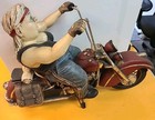 Rare Vintage Fat Girl On An Indian Motorcycle Sculpture