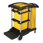 Rubbermaid Commercial Fg9t7300bla Microfiber Janitor Cart  Black  Plstc alum