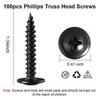 100pcs  8 X 1-1 4  Truss Head Wood Screws Black Phillips Sheet Metal Screws High