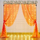 Tulle Backdrop Curtain With Lights String For Parites 10x10ft 10ft  10ft Orange