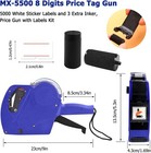 Mx-5500 8 Digits Price Tag Gun With 5000 Sticker Labels And 3 Ink Refill Label
