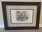 Baseball Print Framed Matted Babe Ruth Lou Gehrig Allen Friedlander Artist 18x24