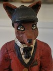 Anthropomorphic Fox Figurine Standing Red Coat Hand Painted Folk Art Signed