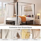 Taus Canopy Bed Frame With Charge Station   Star-shaped Led Light