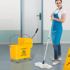 Mop Bucket Wringer Commercial Cleaning Yellow Plastic Rolling Wheels 5 Gallon