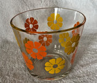 Vintage Mcm Colony Yellow   Orange Daisy Flower Power Floral Glass Ice Bucket