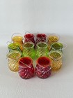 Set Of 12 Diamond Point Pressed Glass Lanterns  1940s Vintage Fairy Lights
