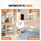 Bedside Commode Chair Padded Seat Drop Arm Adjustable Height Raised Toilet Potty