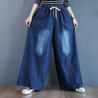 Women Wide Leg Jeans High Waist Baggy Denim Pants Trousers Loose Casual Retro