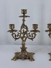 Pair Of Vintage Mcm Hollywood Regency Ornate Brass Candlestick Holders